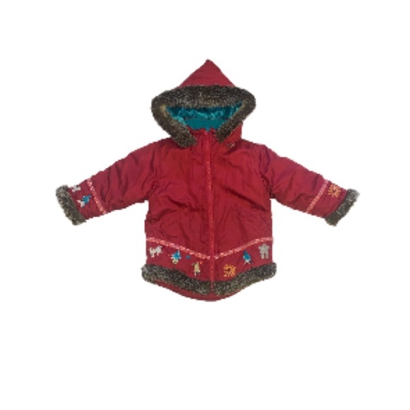 Inuk Red Vintage Inuit Parka with Faux Fur Trim - Children’s Size 6 - Picture 14 of 14